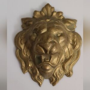 Vintage 3D Lion Head Brooch Brass Ornate Big Vtg Estate Jewelry Gold Pin Animal